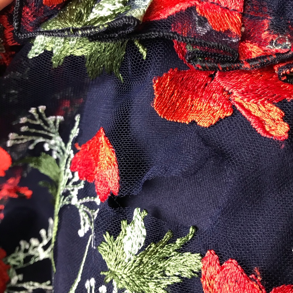 1901 embroidered mesh dark floral dress 6 - Picture 6 of 8